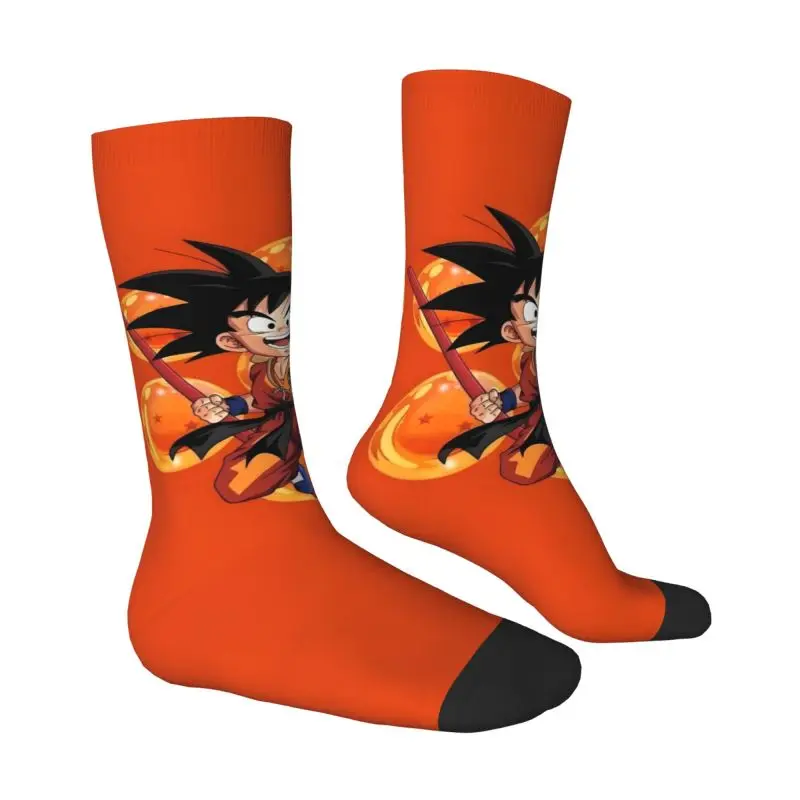 Custom Goku Anime Dress Socks for Men Women Warm Fashion Cute Cartoon Crew Socks