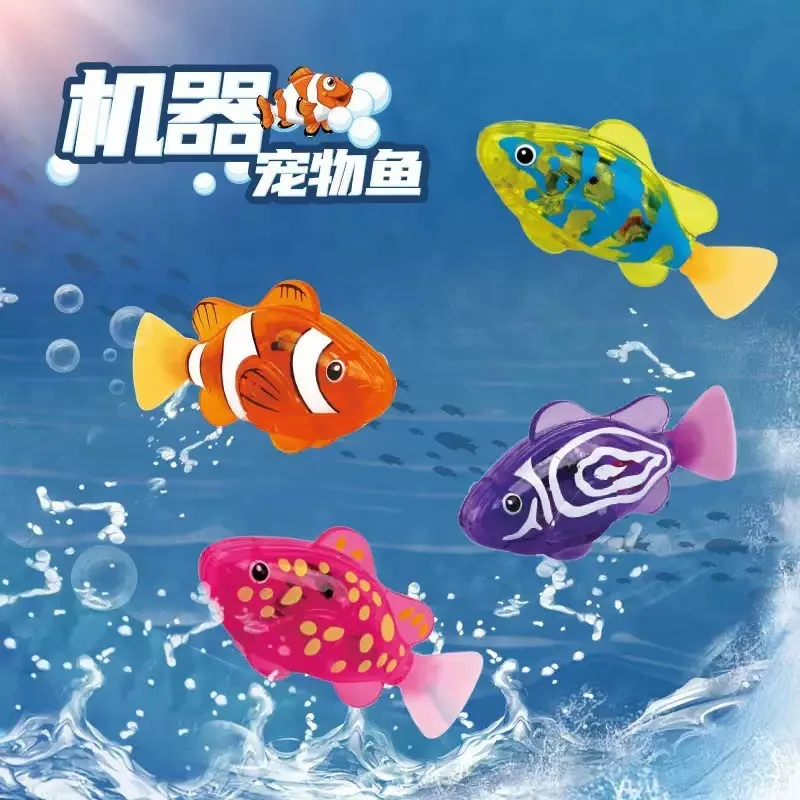 Hot Selling Electric Swimming Fish Toy Realistic Light-Up Induction Robotic Fish Electronic Pet Water Toy For Bath Time Play