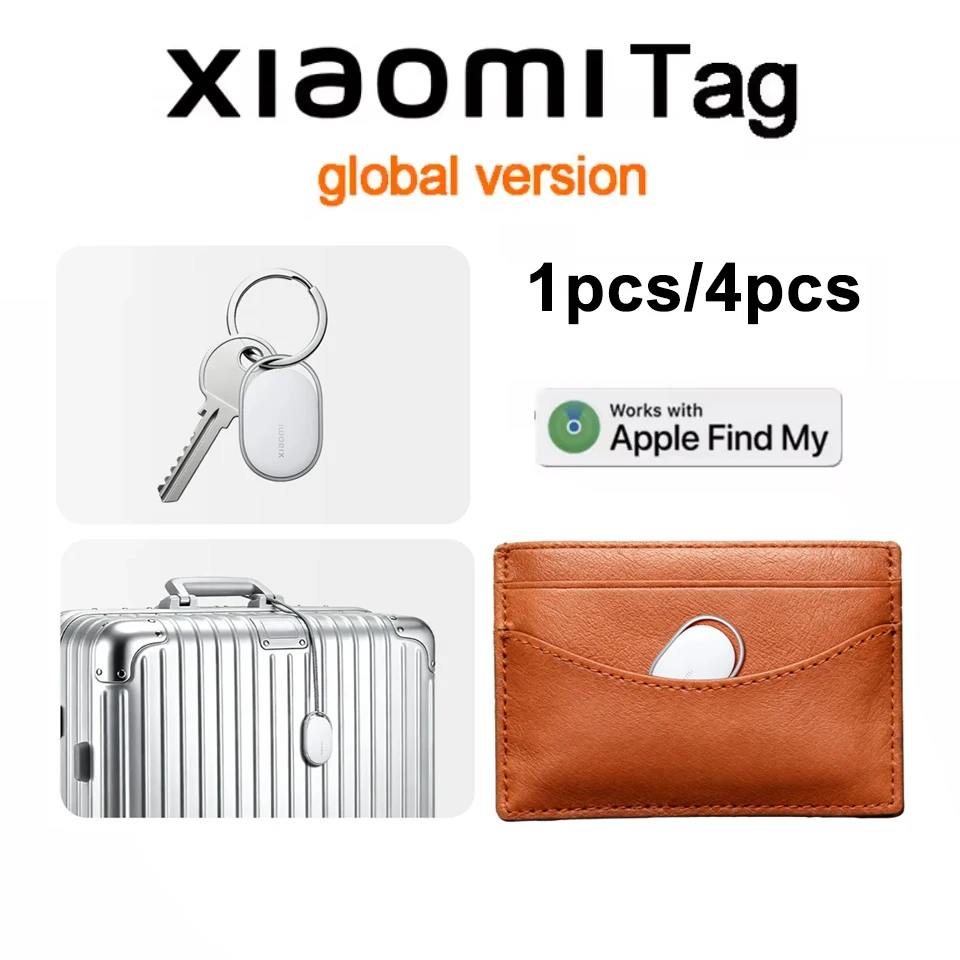 

Набор из 4-х брелоков Xiaomi Tag с Bluetooth 5.4, водонепроницаемые по стандарту IP67, совместимые с Apple Find My для iPhone, умное устройство для предотвращения потери