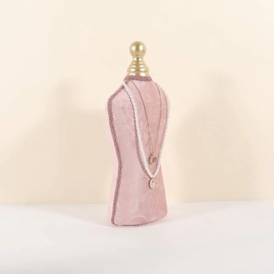 

Velvet necklace holder display stand Pink jewelry necklace display for selling necklace mannequin for jewelry necklace bust jew