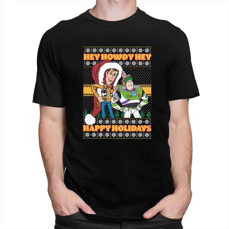 Custom Toy Story Happy Howdy Holidays T Shirts for Men 100% Cotton Tees Tshirt Fashion T-shirt