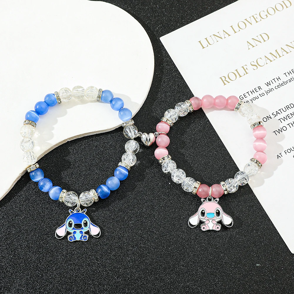 2 قطع القلب المغناطيسي غرزة الملاك زوجين أساور الصداقة الحب هدية عيد الميلاد عيد الحب الحاضر