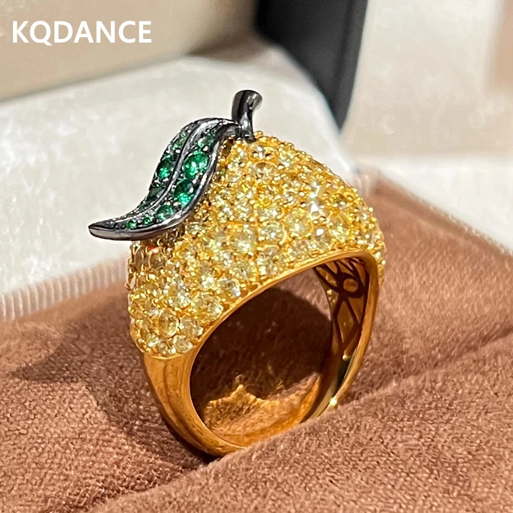 

KQDANCE Винтажное кольцо высокого качества из серебра 925 пробы с синтетическим цирконом в форме груши, желтое ретро-кольцо, художественные ювелирные изделия, подарок на помолвку для женщин