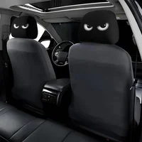 2PCS Funny Slanted Eyes Car Headrest Covers, Cartoon Face Elastic Protector for Halloween Christmas, Holiday Auto Decor 4