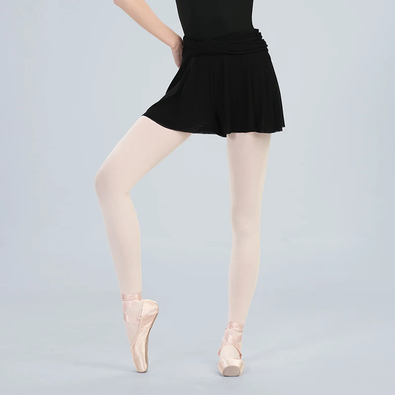 Ivoogle Women's High Waist Ballet Shorts Kink Design Soft Mesh Dance Culottes Flowy Gymnastic Pants for Girls Double Dance Wear