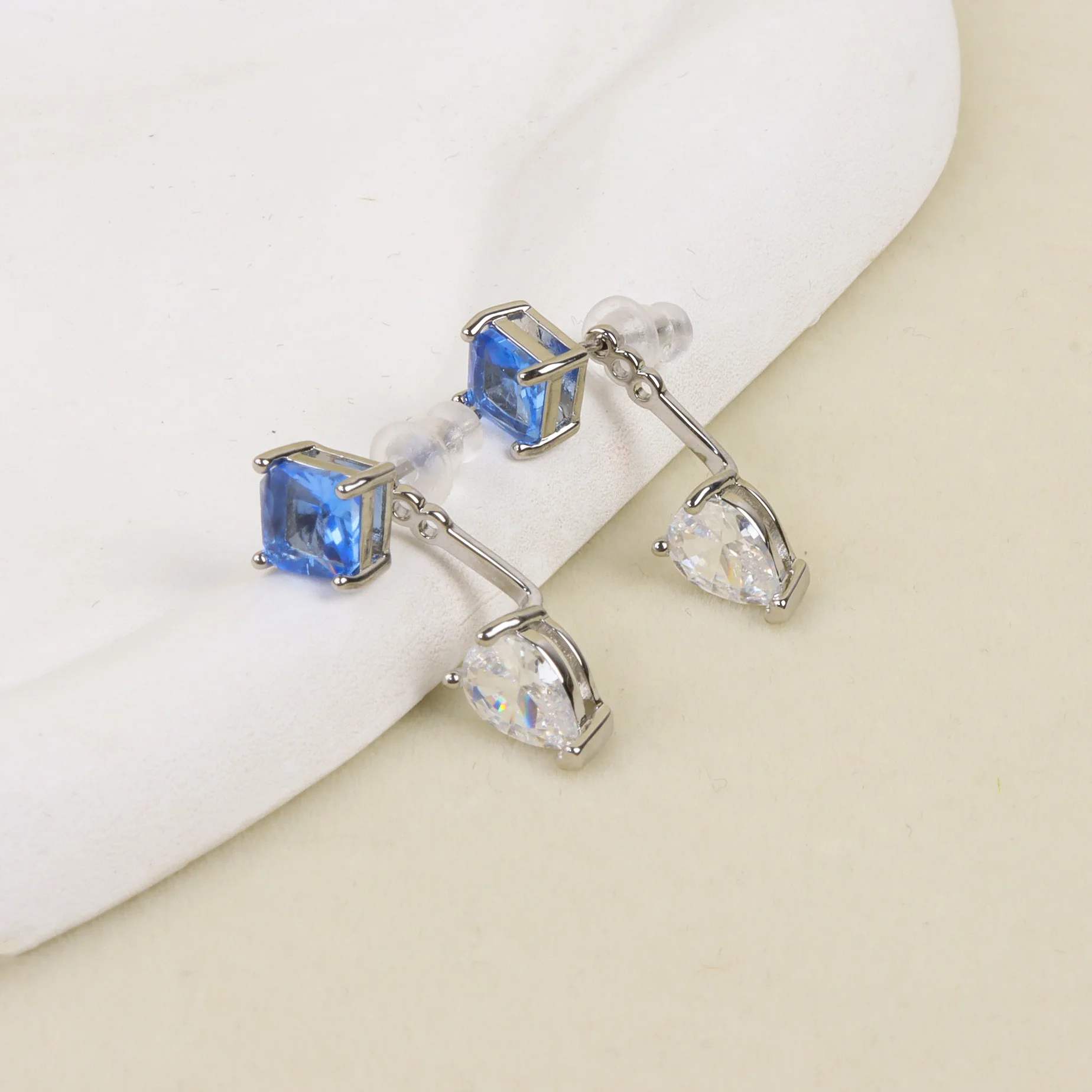 summer new blue geometry waterdrop romance earrings for girls