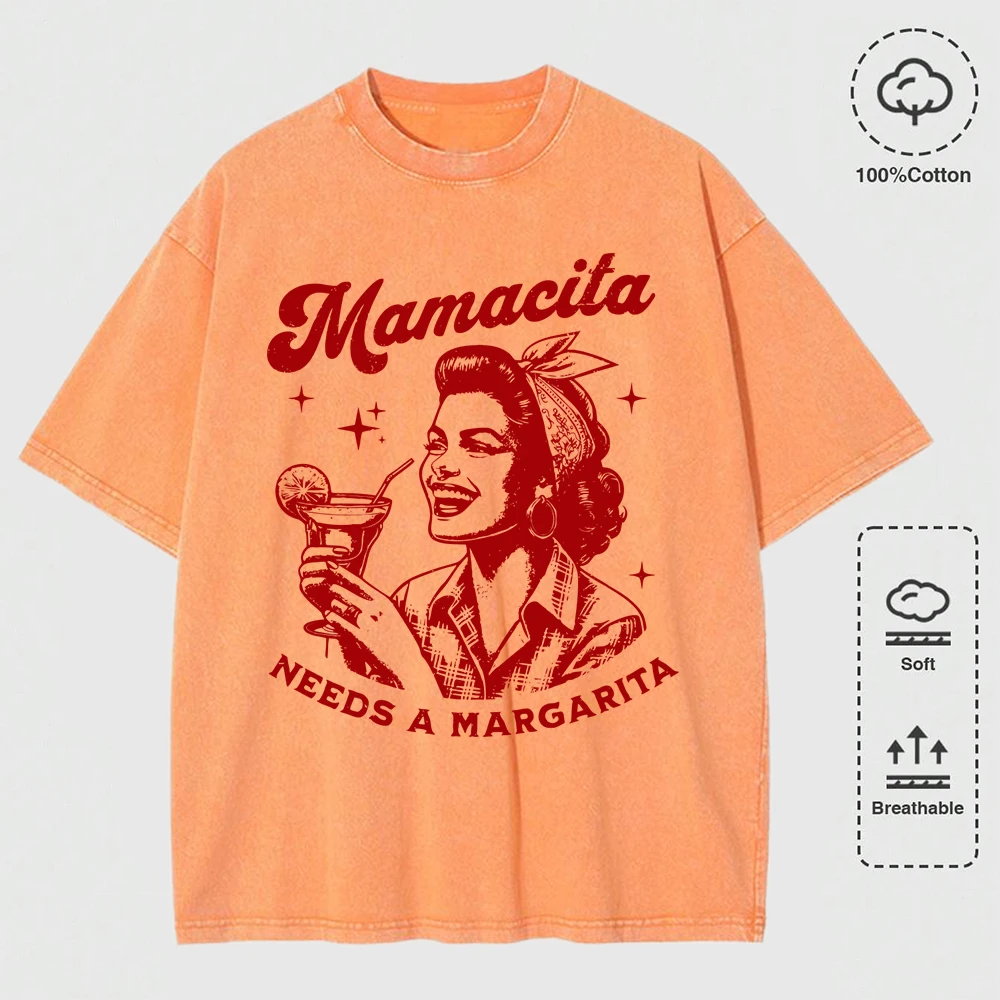 Мужские потертые футболки с принтом Mamacita Needs A Margarita, свободная мягкая футболка, летняя хлопковая повседневная модная уличная одежда с короткими рукавами