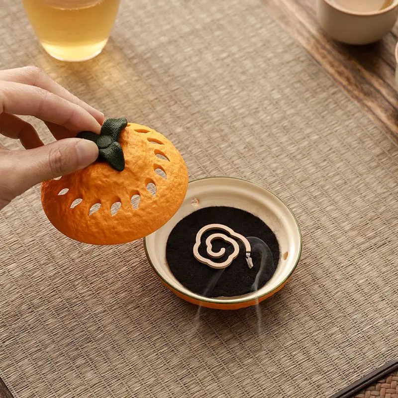 

Cerc оранжевая живописная горелка для ароматических церемониальных набора для дома, винтажный ароматический держатель для благовоний, аксессуары для домашнего декора