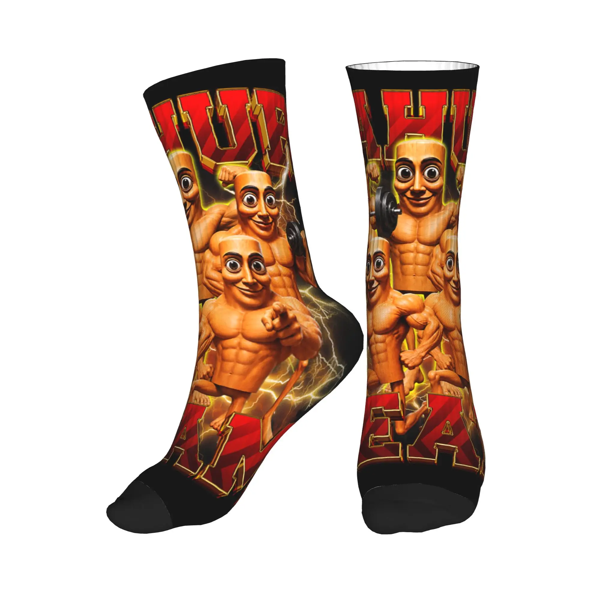 Tung Tung Sahur Workout Team Bootleg Y2K Gym Brainrot Meme Socks Stockings Men's Comfortable Outdoor Socks Winter Anti Socks