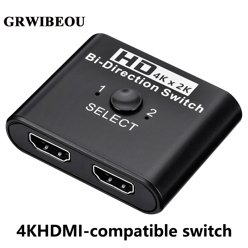 

GRWIBEOU 4K HDMI-compatible 2.0 Switcher Ultra High Speed Two-way Switching 4K @60Hz Splitter Adapter for Ps4/3 Xiaomi TV