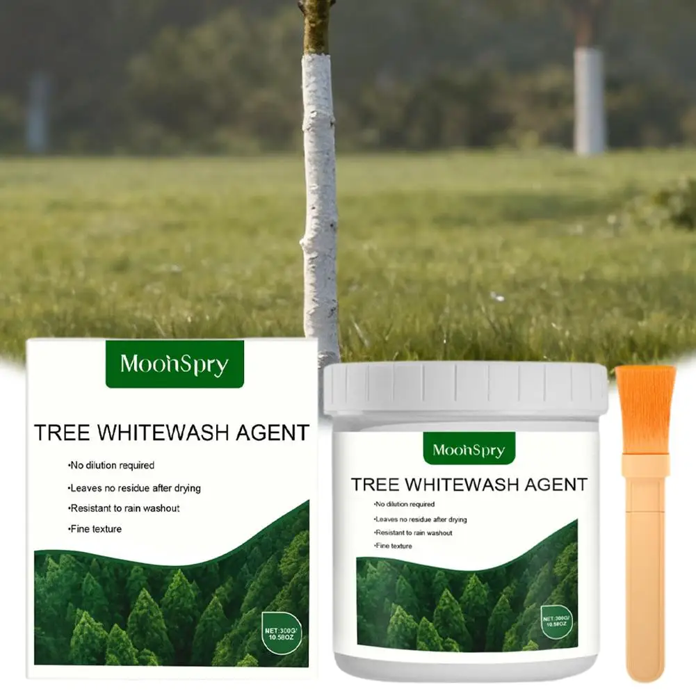 Professional Tree Care Whitewash 300g, No Dilution, Sunscald Pest Includes & Brush Weather-Resistant, Protection, O7V7