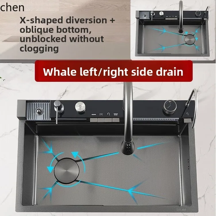 Sink Large Single Bowl Undermount Household Kitchen Sink Stainless Steel Dishwashing Sink