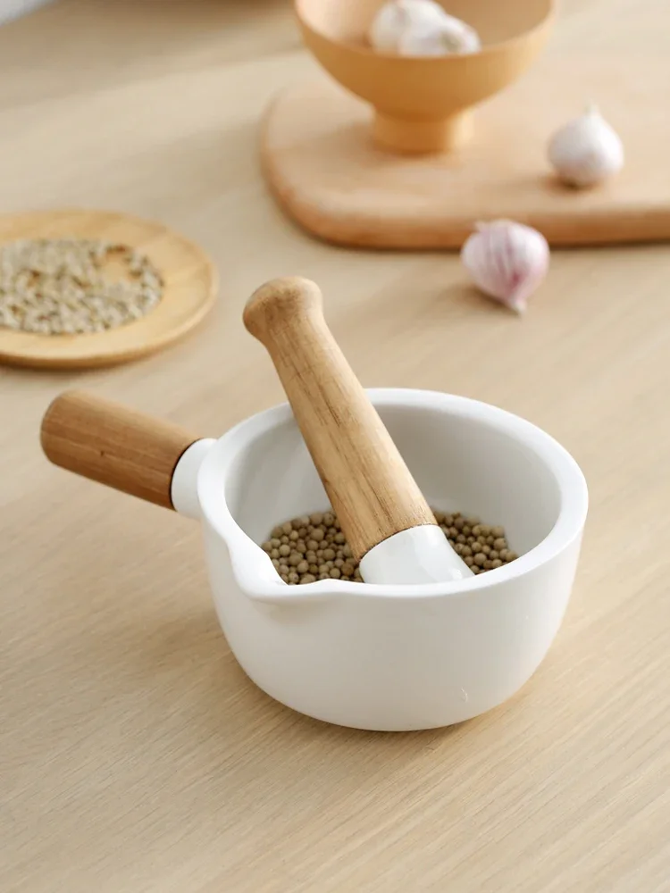 Mashing Jar Drug Crushing Ceramic Stone Mortar Grinder Garlic Pressing Pepper Household Manual Press