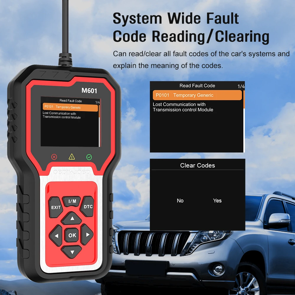 M601 MAX OBD2 Car Diagnostic Scanner 2.8 Inch TFT Color Display Universal Fitment 12V Check Engine Code Reader