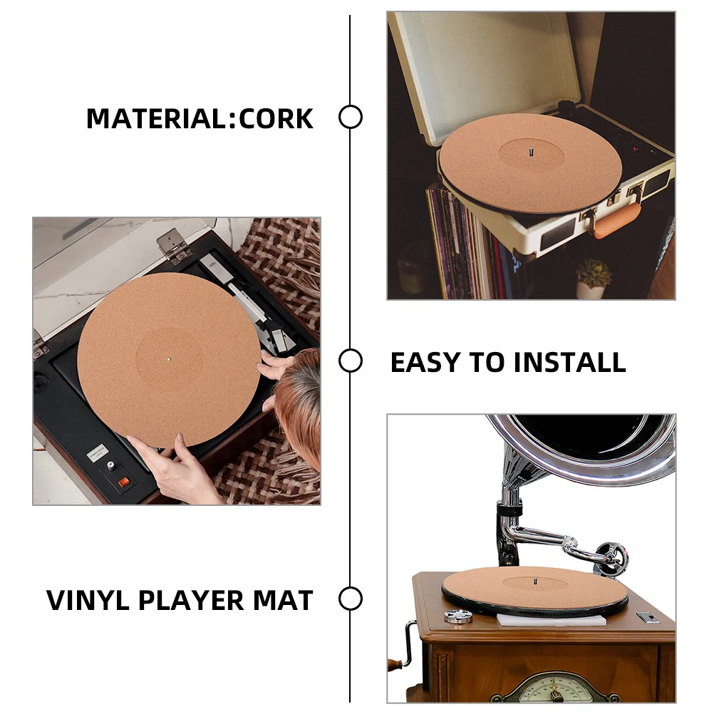 

Cork Record Mat Player Accessories Slipmat Vinyl Protective Turntable for Records Recorder Pad Platter Mats