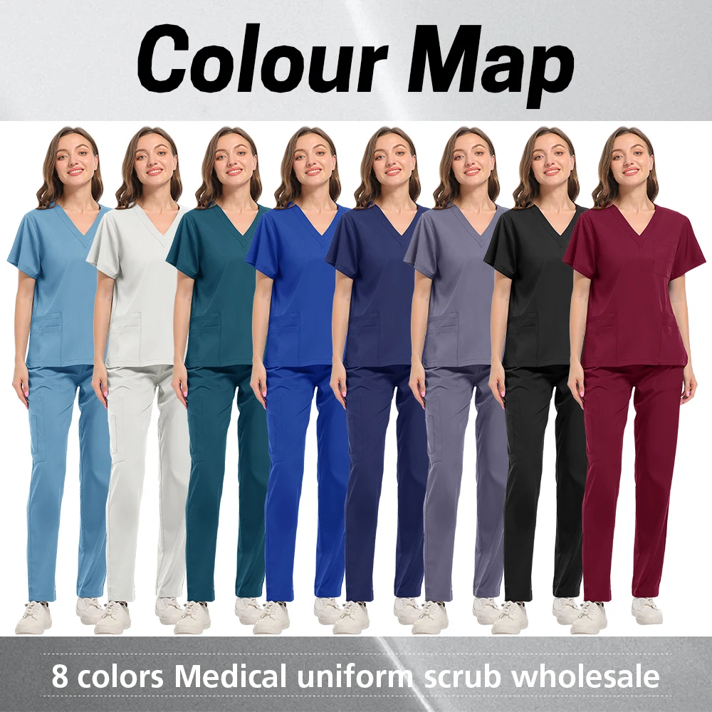 Novo leve anti-rugas uniforme cirúrgico mulher homem médico enfermeira esfrega conjunto macio respirável médico enfermagem clínico workwear