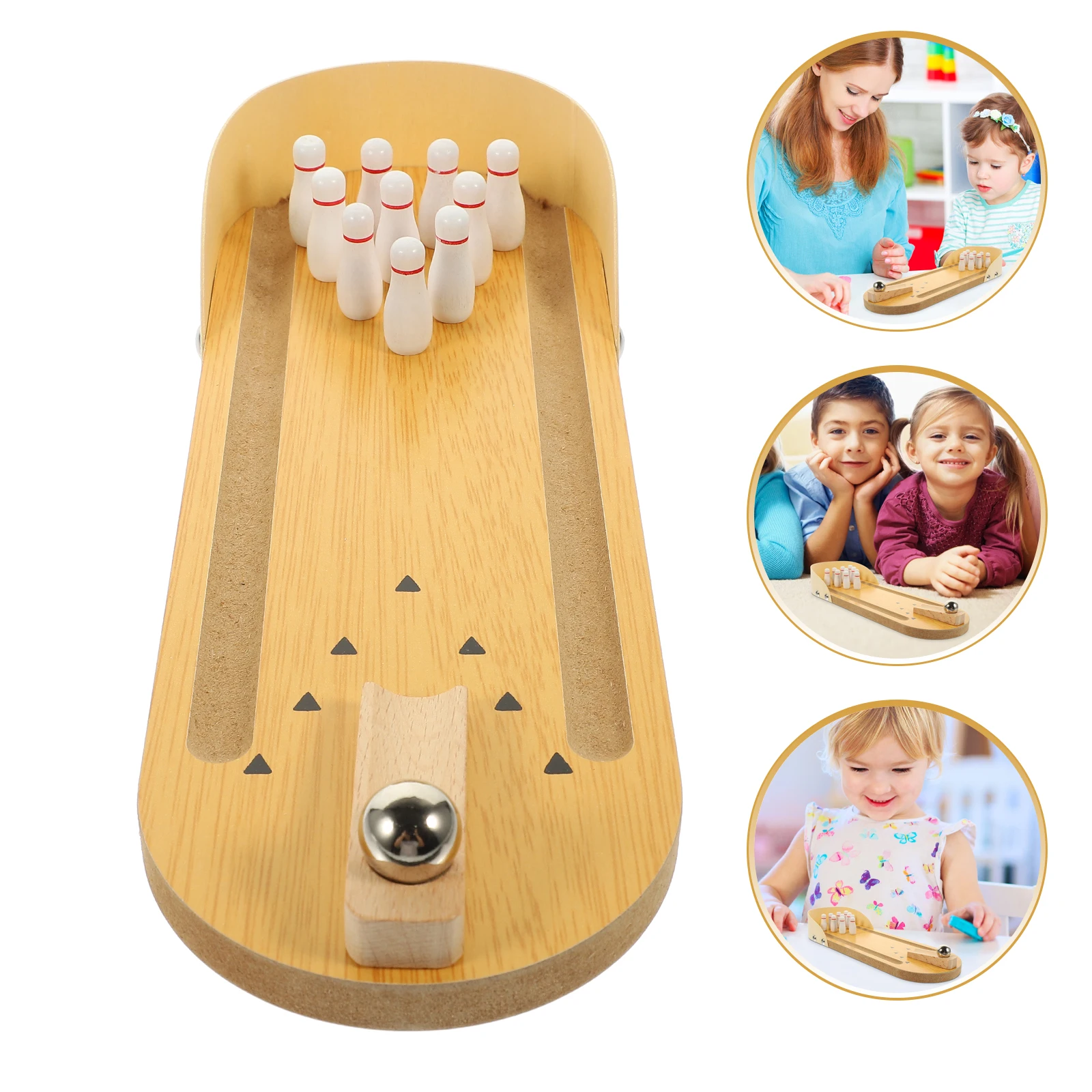 

1 Set Mini Bowling Set For Kids Elderly Desktop Tabletop Educational Interactive Wood Puzzle Plaything Senior