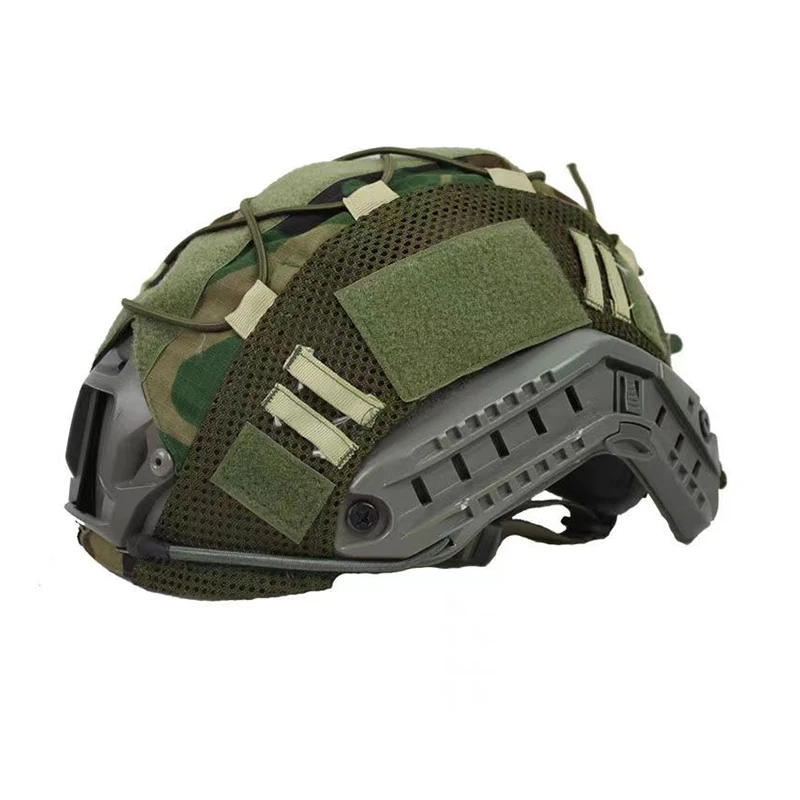 Taktische Helmabdeckung Camo FAST Airsoft High-Cut Helmstoff Jagd- und Schießhelm-Zubehör mit Elastikkordel