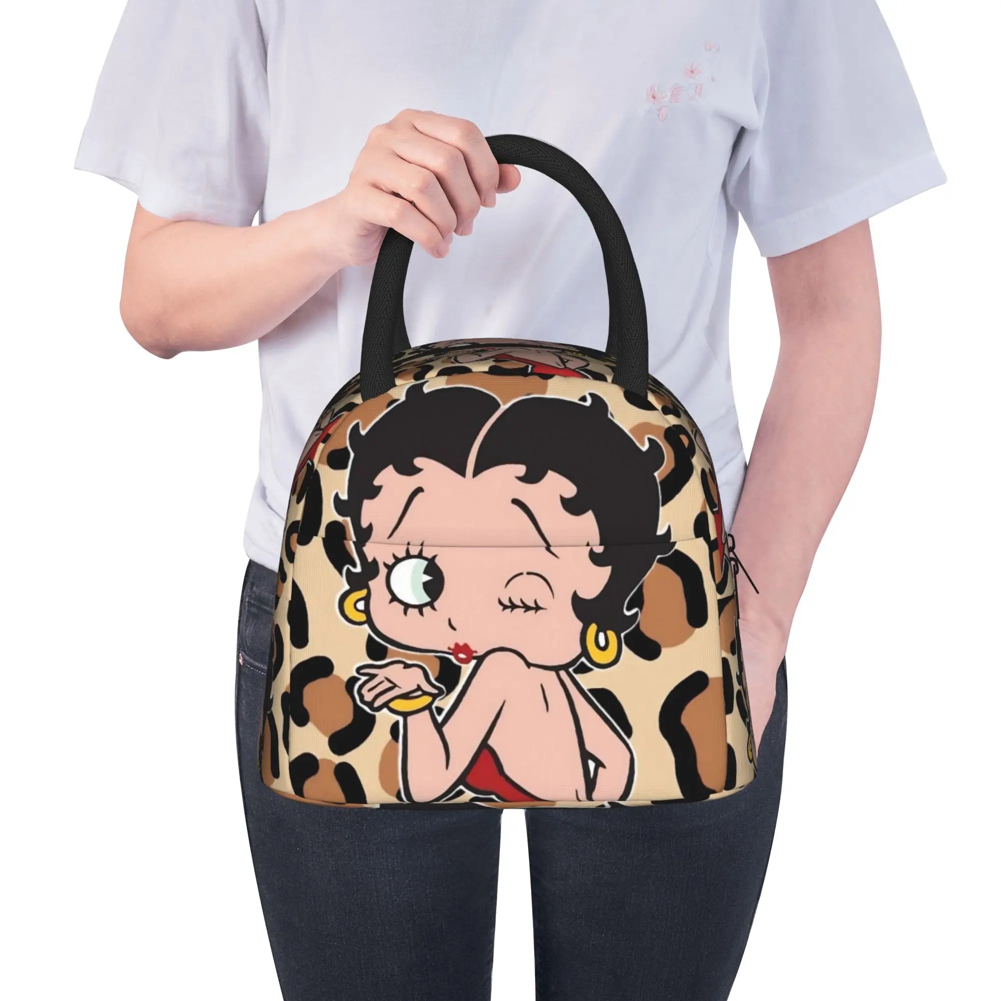 B-Bettys Boops Lunch Bag Cartoon Doll Retro Lunch Box Outdoor Picnic Portable Insulated Tote Food Bags For Women Cooler Bag view 6