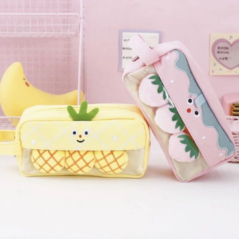 Pink Plush Kawaii Pencil Case Cute Lovely Pencil Case for Girls Student Pencil Bag Stationery Pencilcase Pen Bag School Supplies