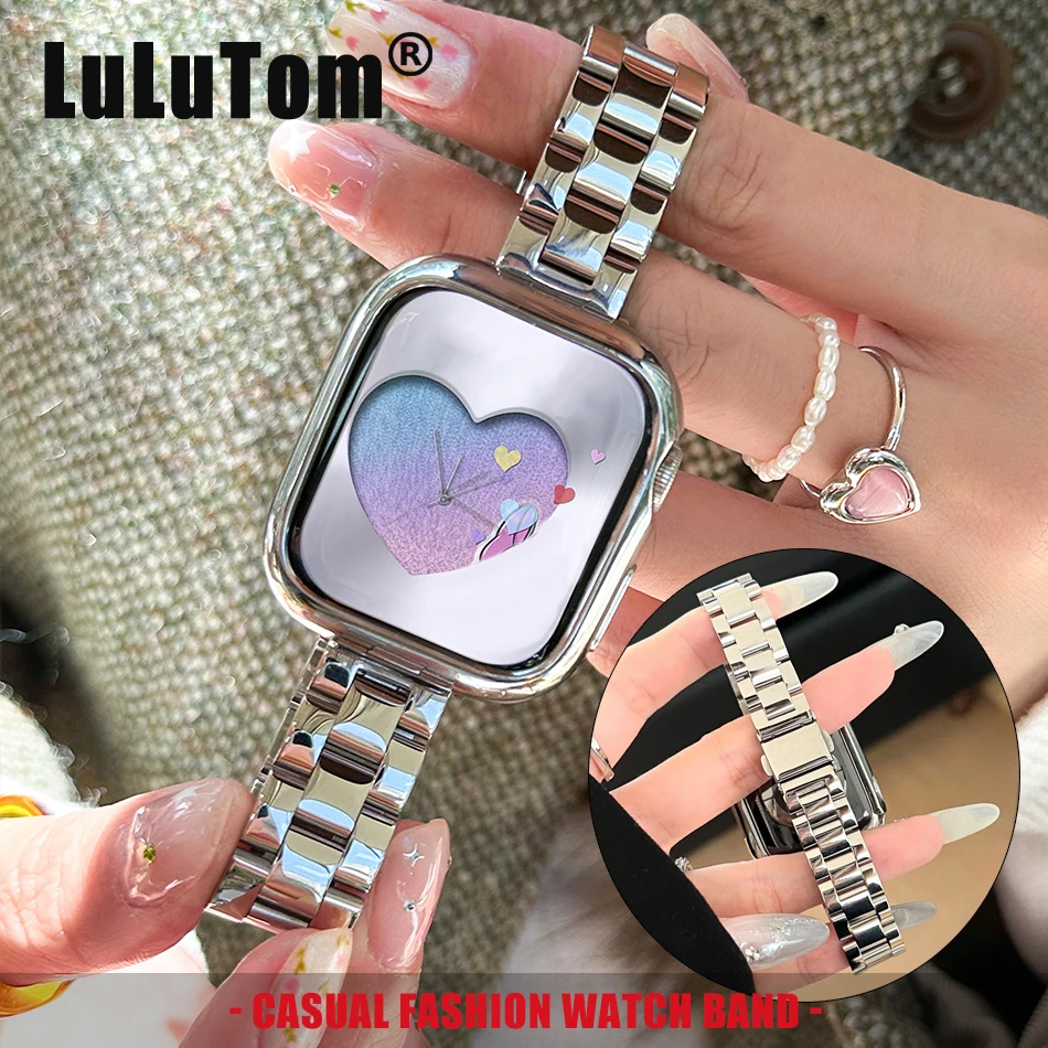 

Mirror Stainless Steel Watch Band for Apple Watch Series 11 10 9 8 7 6 SE UItra iWatch 49/46/45/44/42/41/40/38 Thin Metal Strap