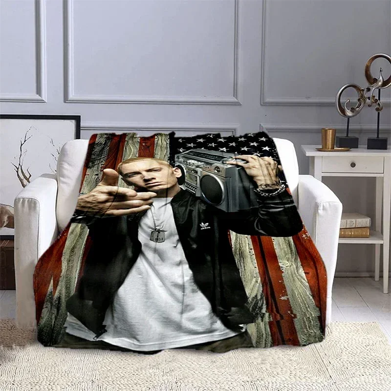 E-Eminem hip-hop singer printed blanket, fashionable and warm flannel blanket, picnic blanket, bed blanket, birthday gift