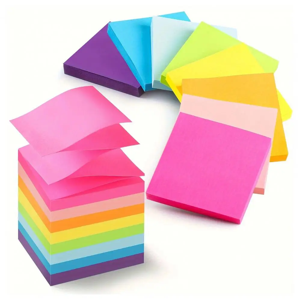 Sticky Notes Square Set for Home Office School Supplies Removable Clean Smooth Writing