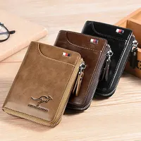 Mens Wallet Leather Business Card Holder Zipper Purse Luxury Wallets for Men RFID Protection Purses Carteira Masculina – view 1