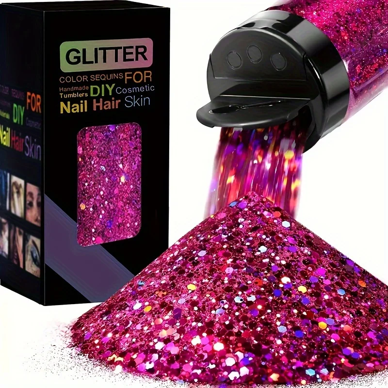 Holografische klobige Glitzer-Pailletten, 50 g, Laser-Glitzerflocken in verschiedenen Größen für DIY-Nagelhaar-Haut, Musikfestival