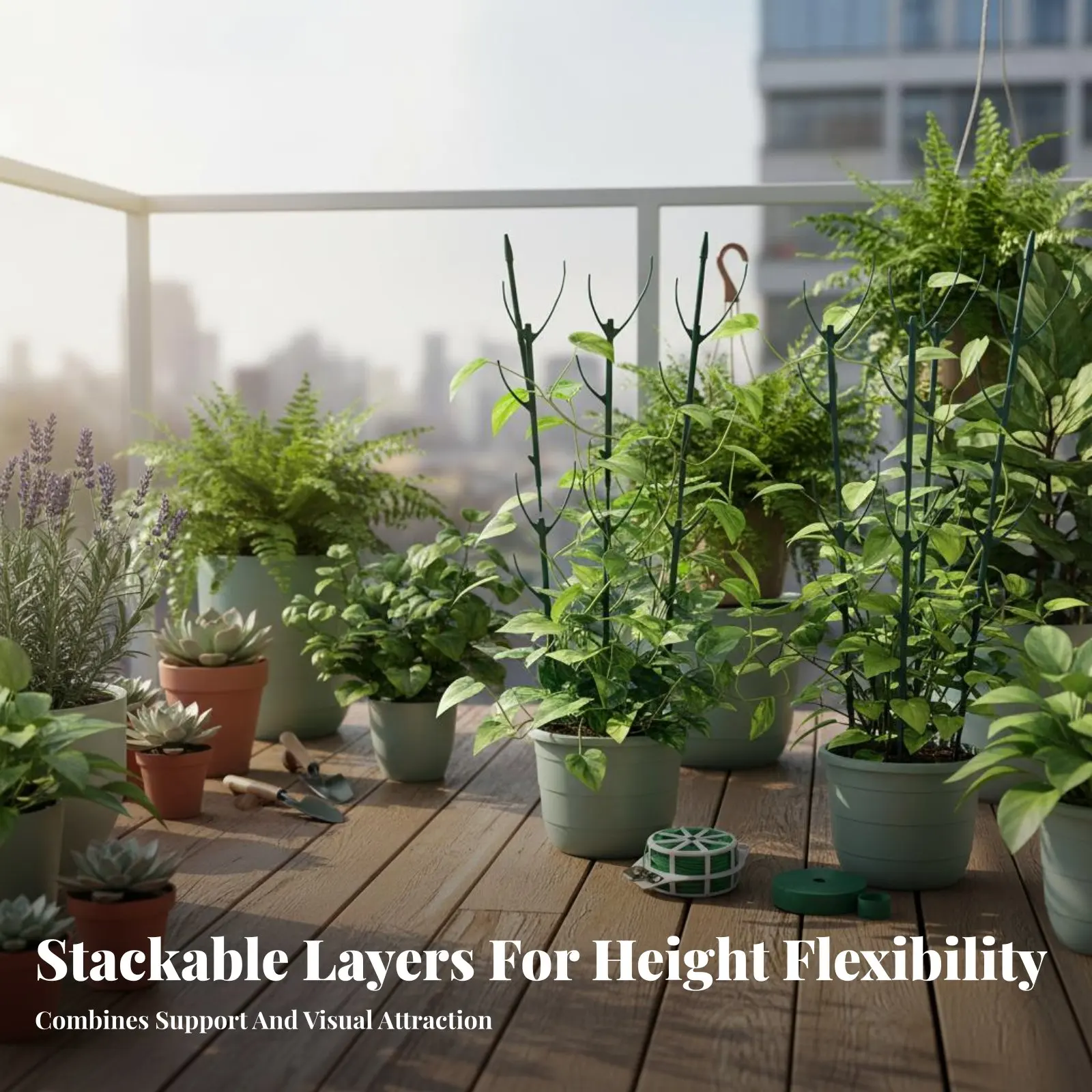 Stackable Plant Support Frame Adjustable Flower Support Rack Plant Foliage Guard Frame Sturdy Construction Flower Stand