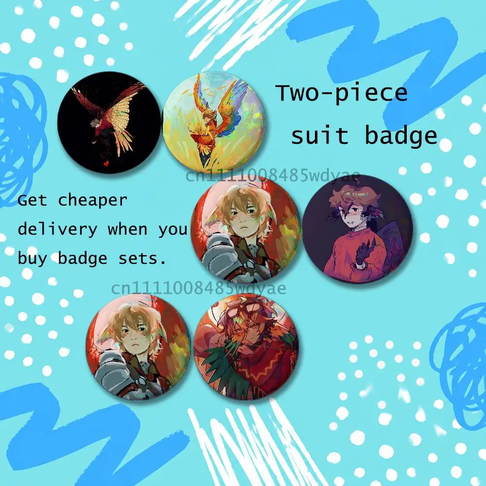 

Popular host Grian Brooches for Backpack Accessories 25,32,44,58,75mm Round Enamel Pins 2-piece set Cartoon Anime Badge