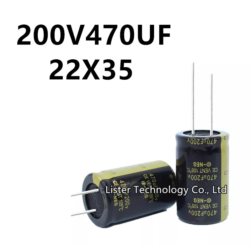 2pcs/lot 200V 470UF 200V470UF 470UF200V volume: 22X35 22*35 mm High frequency low resistance aluminum electrolytic capacitor