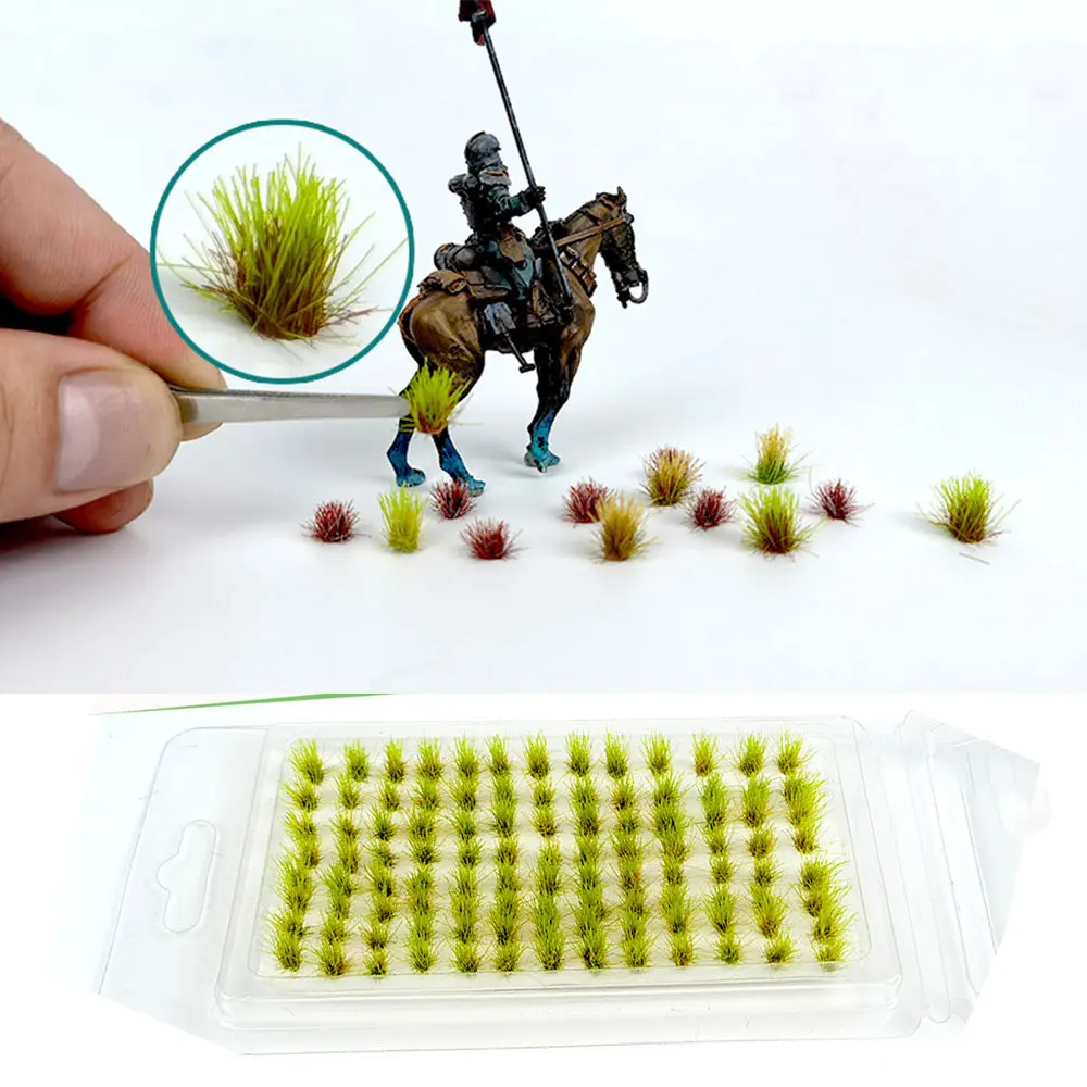 104pcs Grass Tufts Model Bushy Simulate Mini Farmland Static Railroad Terrain Miniature Scenery Desktop Flowerpot Decoration DIY