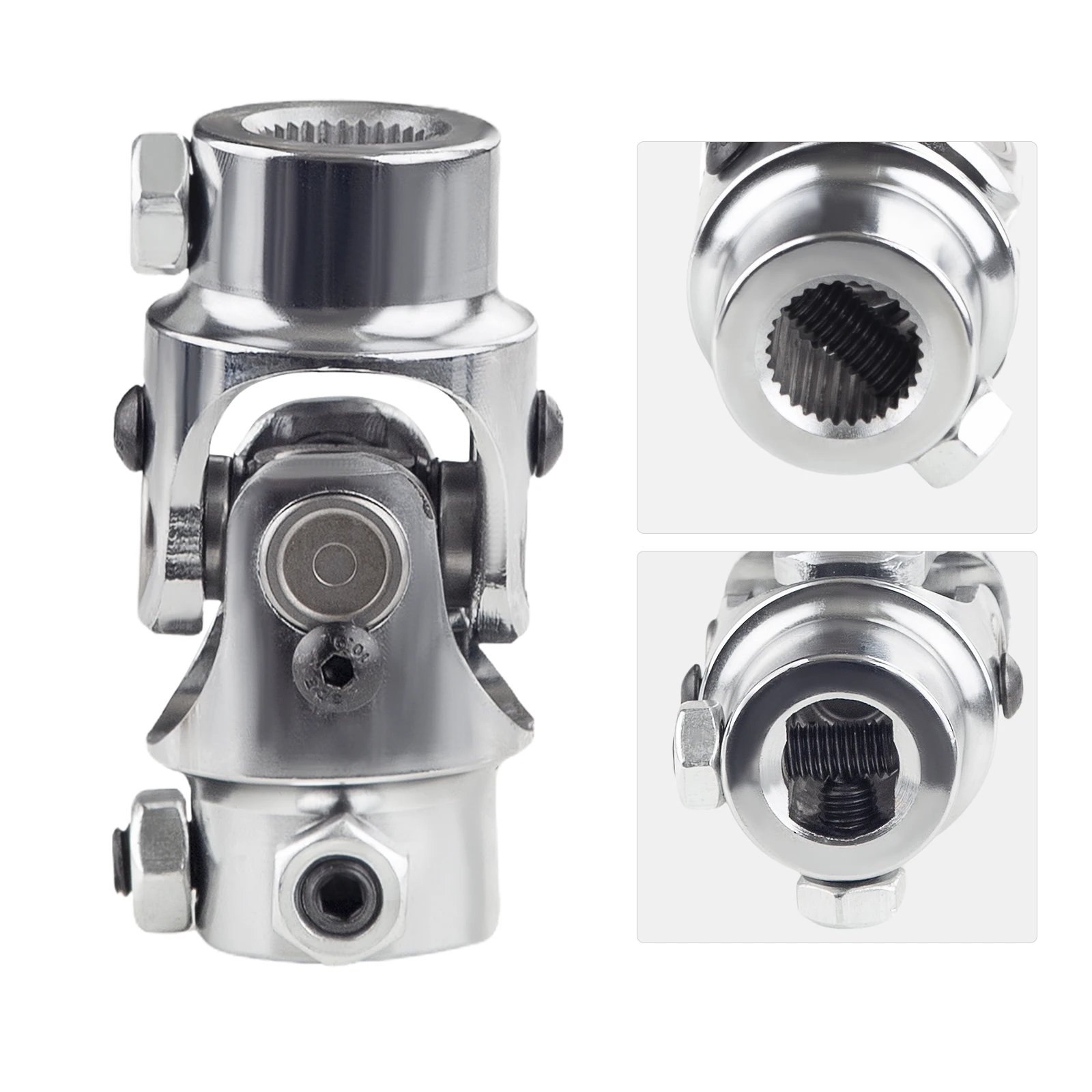 

1pc For Ford Chevy Dodge Single Steering Shaft Universal U Joint 3/4"-30 Spline to 3/4" DD 83mm (3-1/4") U-Joint Car Accessories