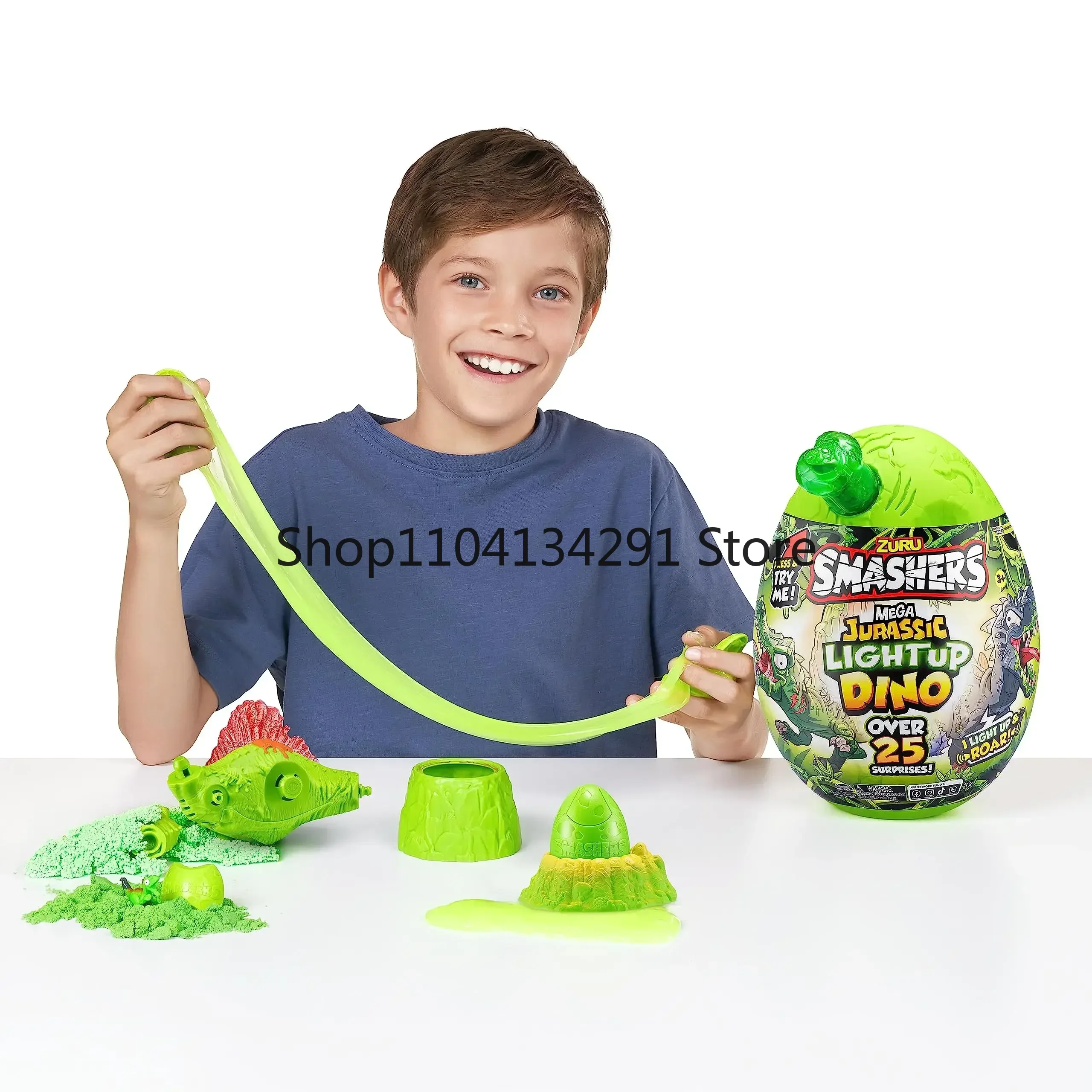 ZURU Smashers Mini Mega Jurassic Lightup Dino Surprise Egg T-Rex Spinosaurus Stegosaurus Dinosaur Model Boys Archaeology Toys