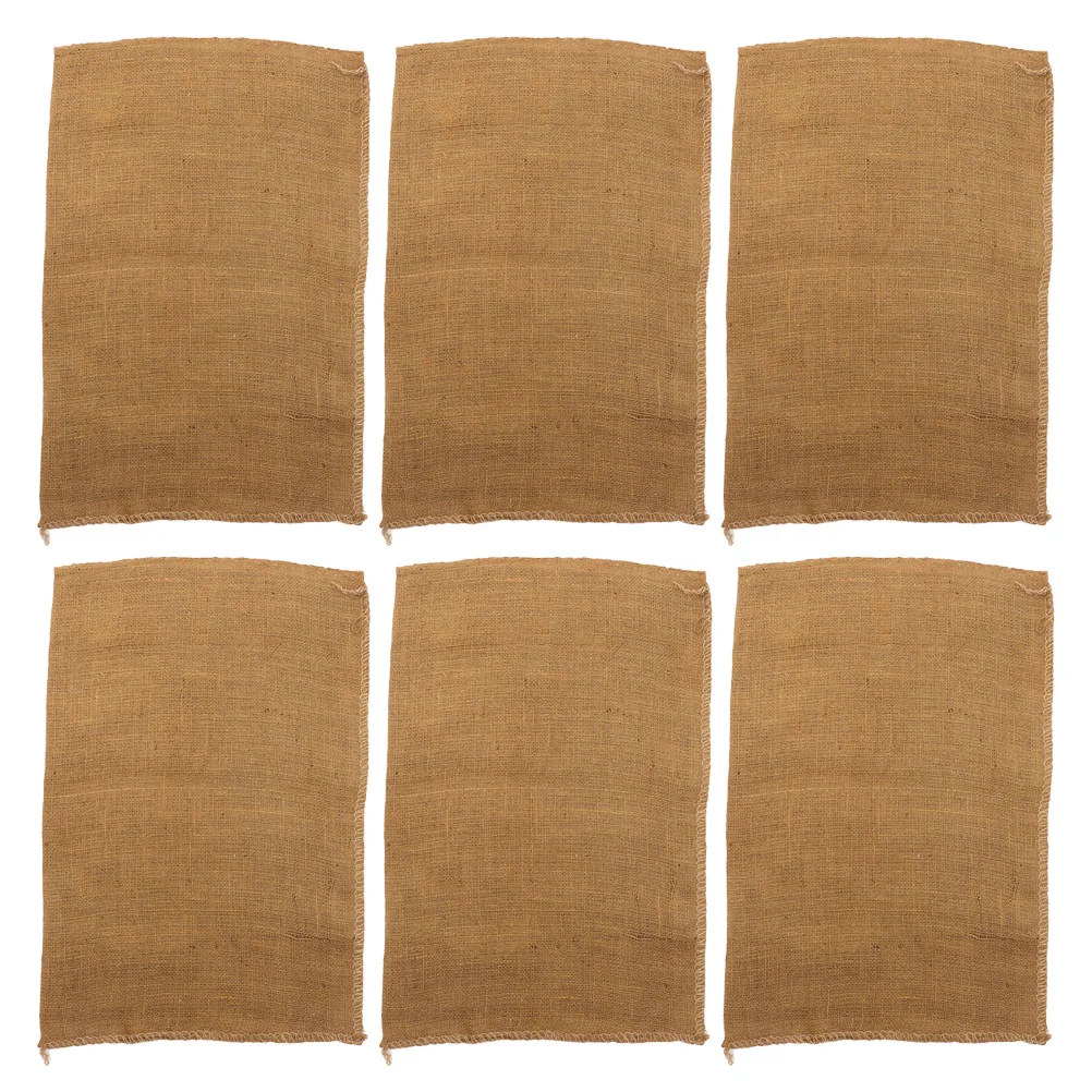 6 Pcs Burlap Potato Sack Thick Multipurpose Bags for Races Potatoes Thicken Linen Reusable Gardening
