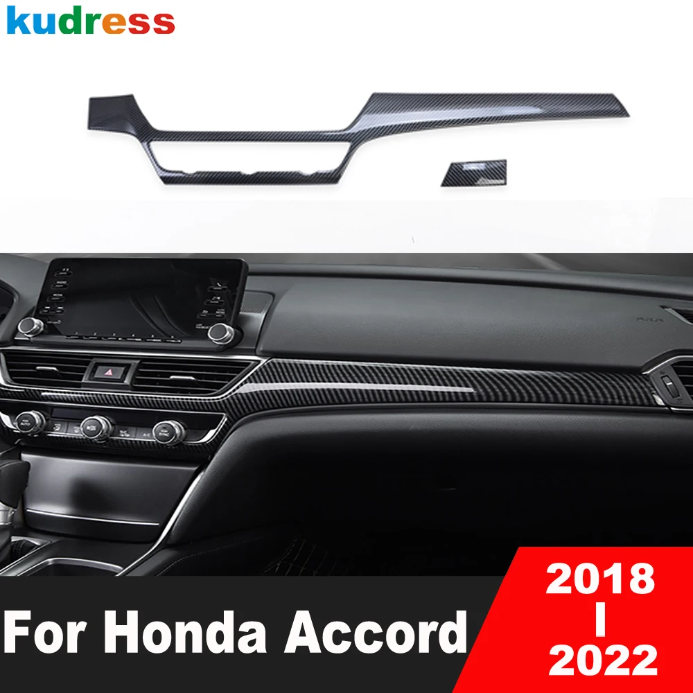 Car Center Console Dashboard Strip Cover Molding Trim For Honda Accord 10th 2018 2019 2020 2021 2022 Carbon Interior Accessories