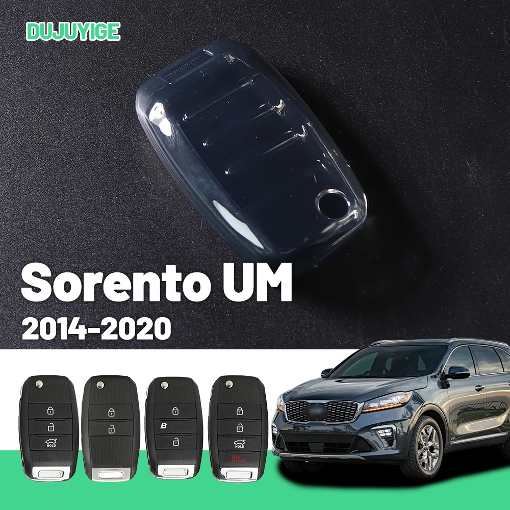 Clear TPU Car Key Case For Kia Sorento UM 2014-2020 Key Fob Cover Protector Shell Auto Accessories 2015 2016 2017 2018 2019