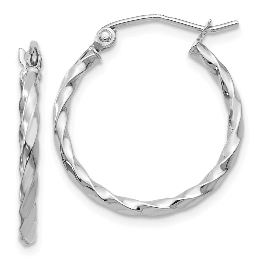

14k WG Twist Polished Hoop Earring
