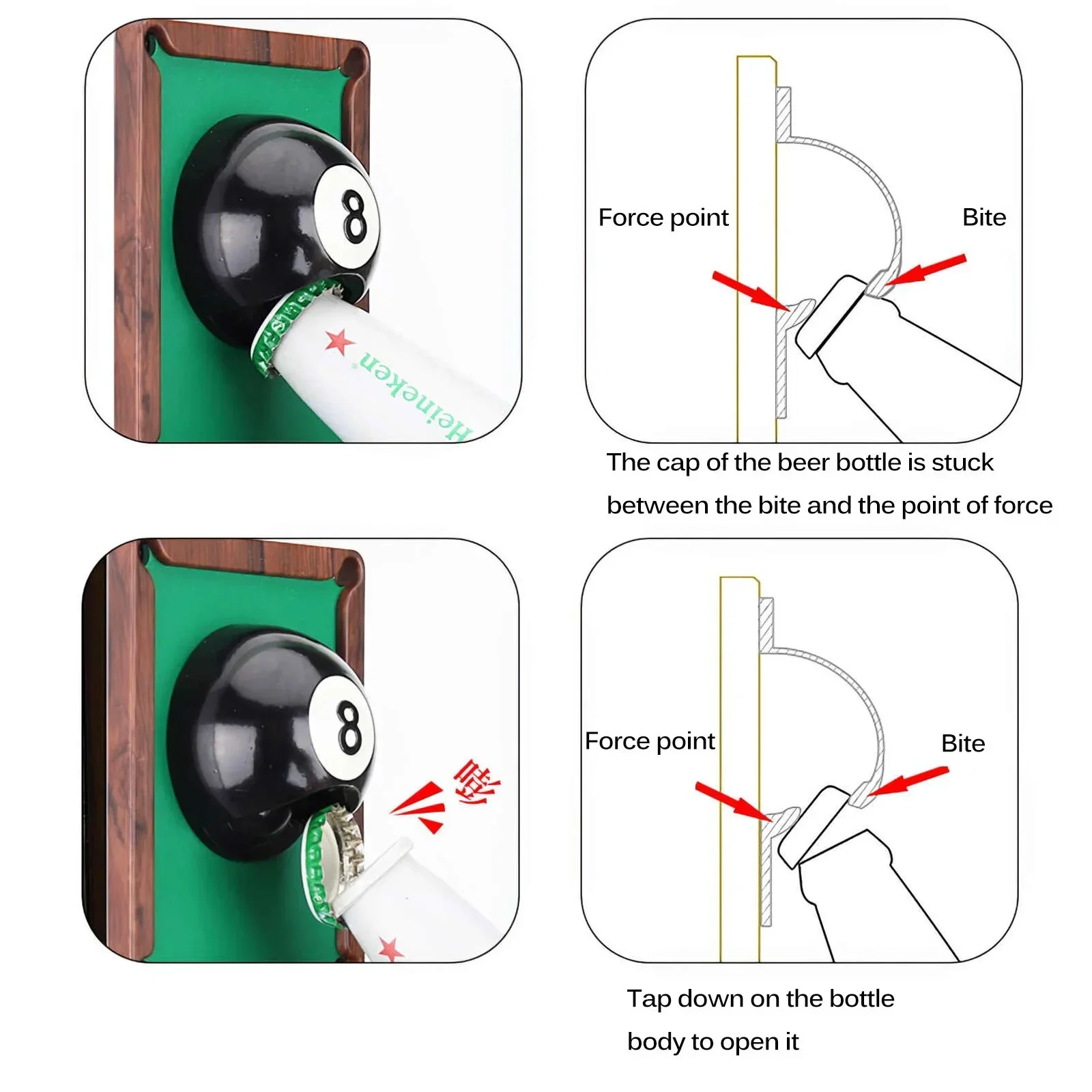 Multifunctional Wall Mounted Beer Opener Household Billiards Shape Magnetic Bottle Opener Home Tool for Kitchen Beer Lovers Gift