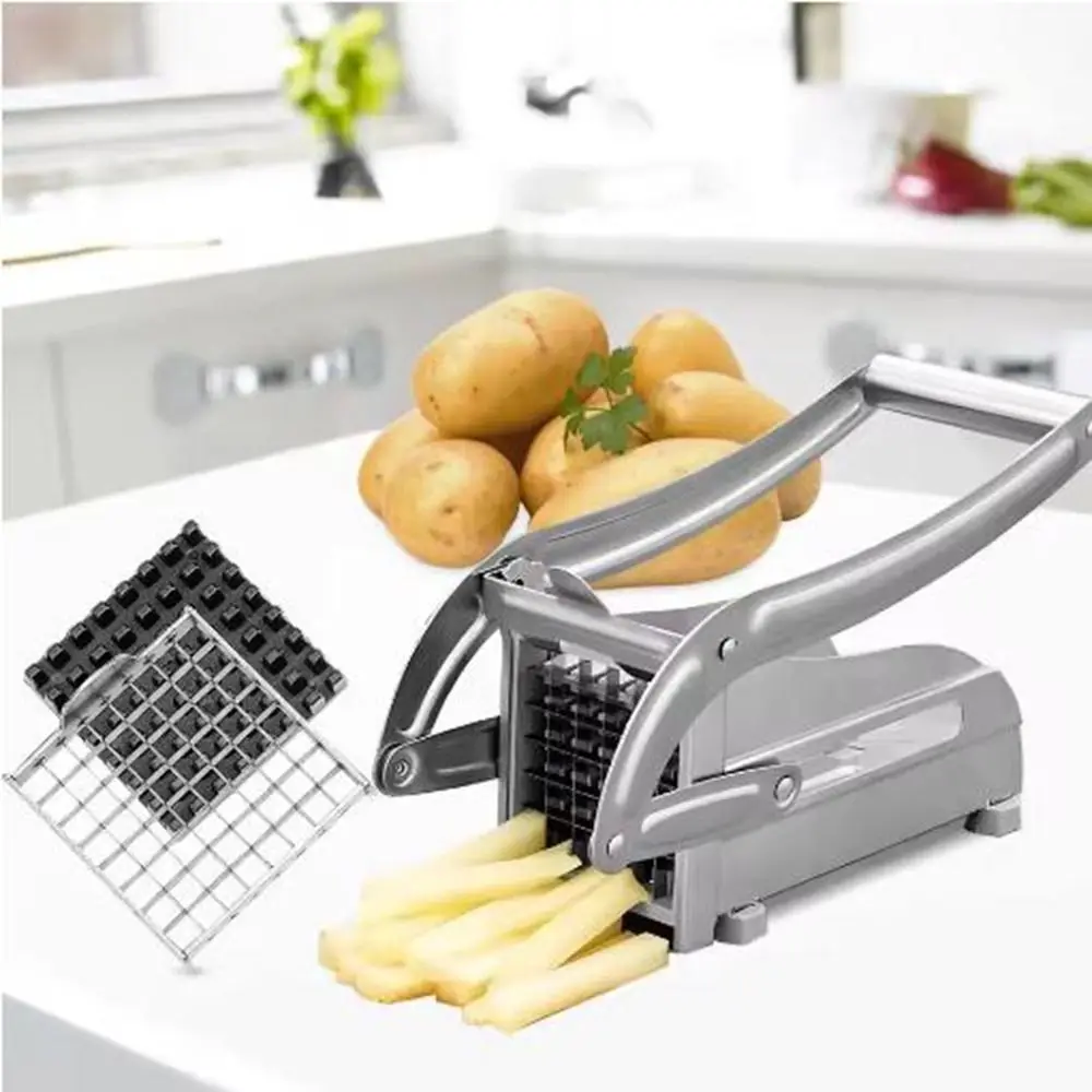 

Stainless Steel Manual Potato Cutter 36/64 Hole Rust-proof French Fries Cutter Machine Silver French Fries Slicer Kitchen