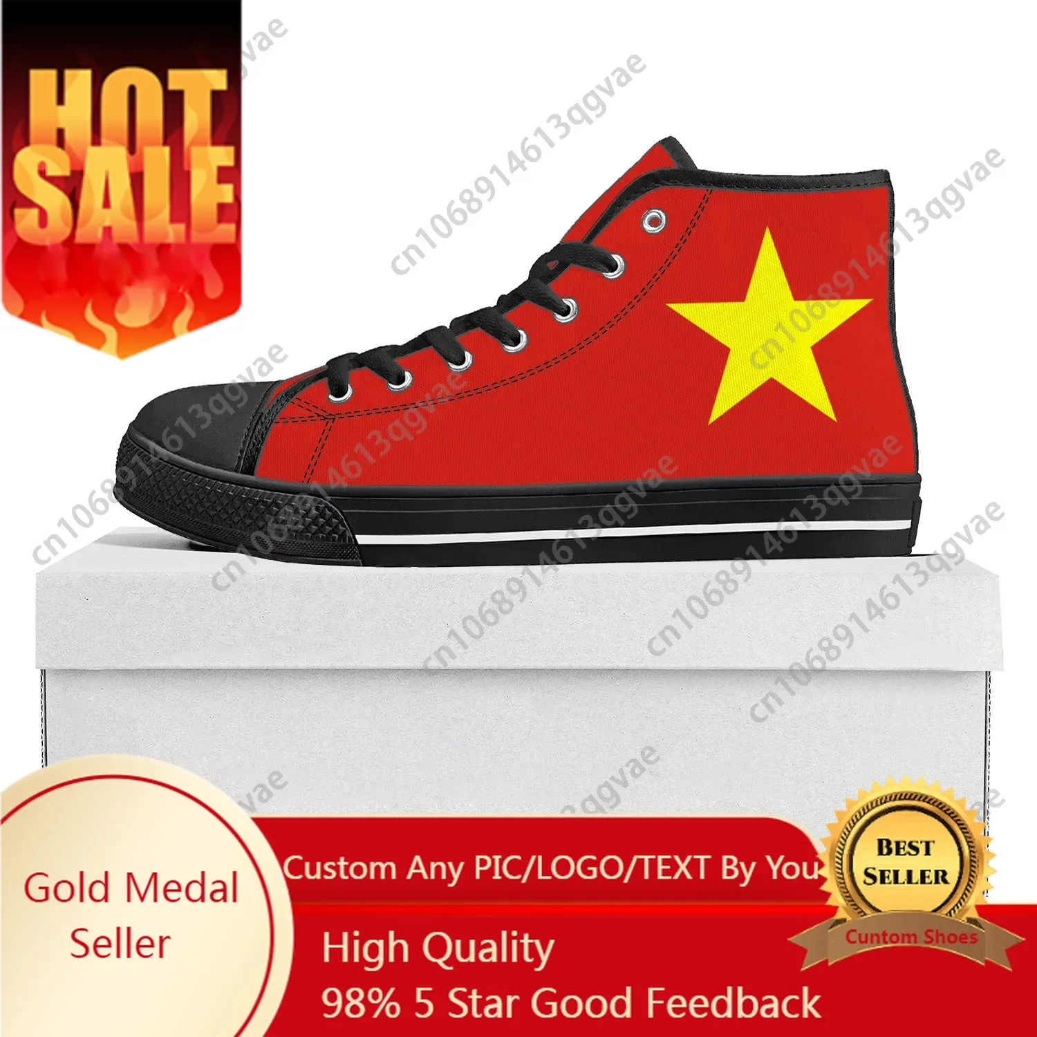 vietnamese Flag High Top High Quality Sneakers Mens Womens Teenager Canvas Sneaker vietnam Casual Couple Shoes Custom Shoe