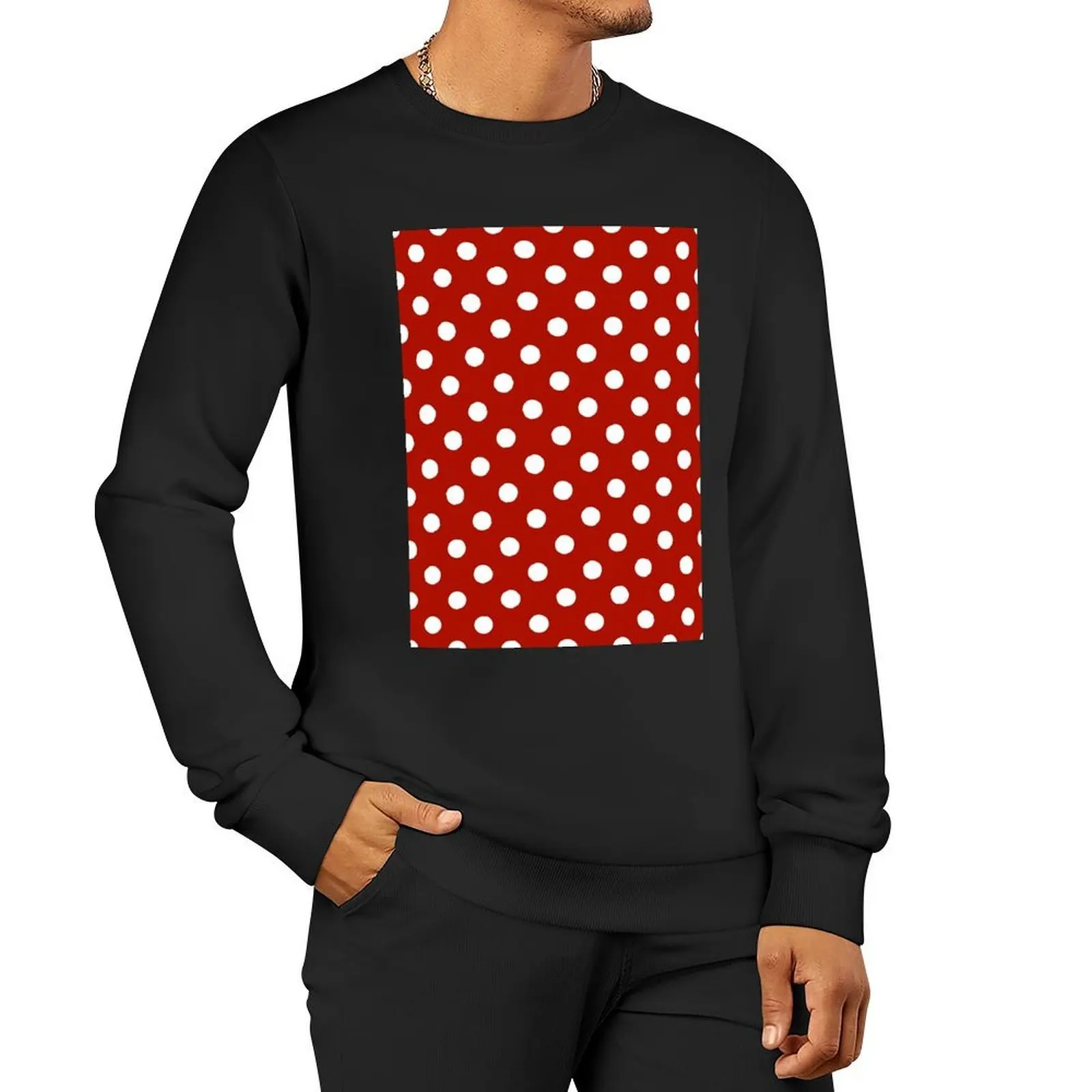 Lindo jersey con patrón de lunares rojos y blancos, ropa de anime, chándales, ropa para hombre, chaqueta de otoño, sudaderas gráficas para hombre