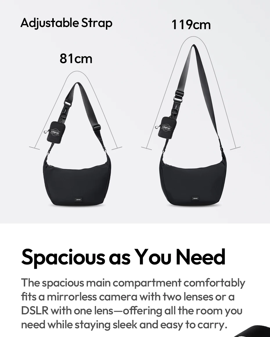 Ulanzi HMN1Lunar Sling Bag Reise-Schultertasche mit Trennwand, verstellbarer Riemen, Umhängetasche für Straßenfotografie, tägliches Pendeln – Detail 5