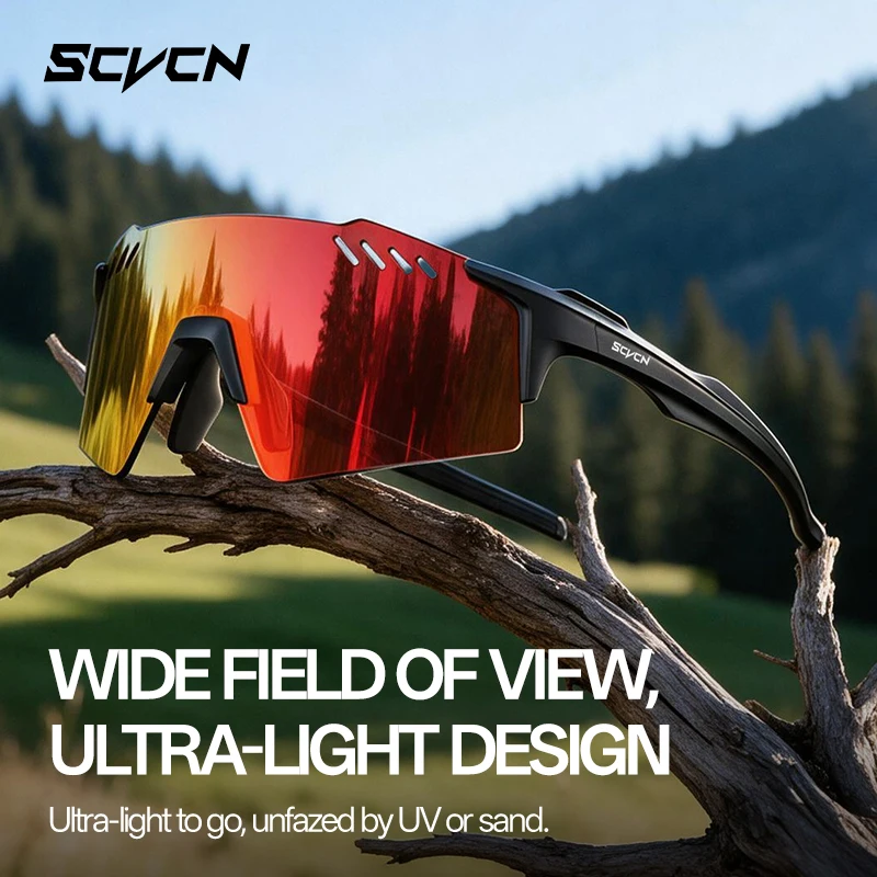 SCVCN New Outdoor Anti-glare Marathon Sunglasses Sports Cycling Glasses Bicycle UV400 Goggles Lightweight Trail Running Glasses