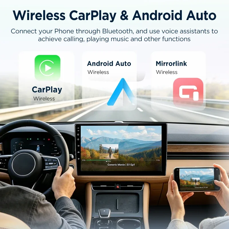 Junsun Android Head Unit Car Radio with Wireless CarPlay for Toyota Highlander 2014-2019 Built In Wireless Carplay Android Auto GPS Navigation Bluetooth 5.0 4G LTE 5G WiFi AI Voice Control Android Bluetooth Car Radio Android Video Player