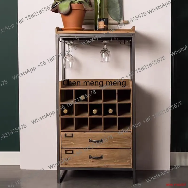 

American Industrial Wine Cabinet Sideboard Living Room Creative Wine Cabinet Aged Wrought Iron Bar Furniture Barschrank