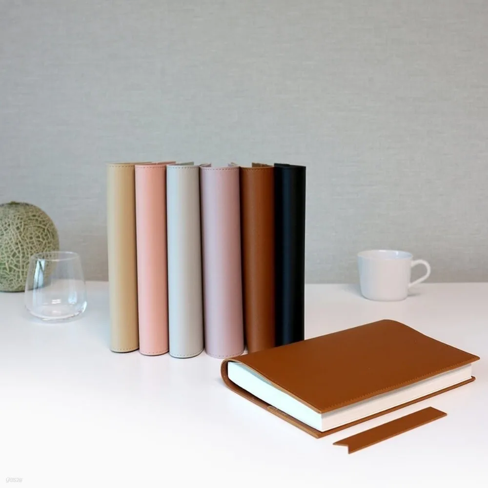 Simple Pu Leather Book Cover Solid Color No Bookmark Notebook Leather Cover Book Protective Cover Home Office Use
