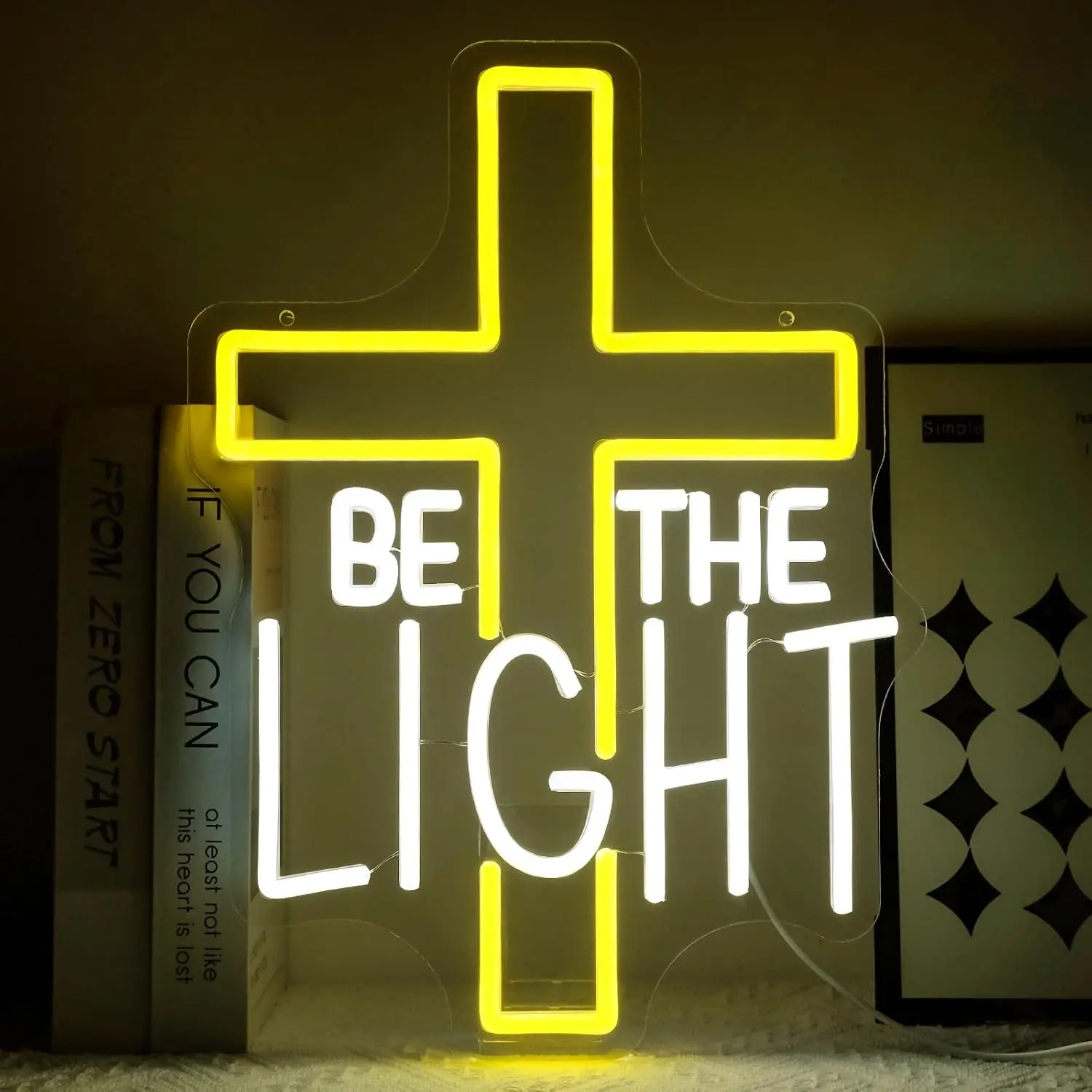 Be The Light Neon Sign USB Powered LED Light for Religious Church Home Christian Party Bedroom Decoration Birthday Easter Gift