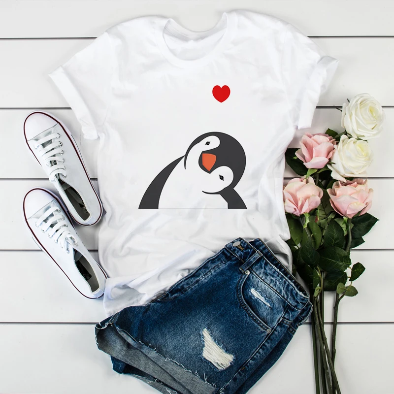 PENGUIN T Shirt stampata divertente magliette Cute Cartoon t shirt per le donne estate maniche corte abbigliamento donna Graphic Tshirt